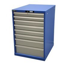 Introductiekast RAL 5012, compleet met 8 schuiflades à 75 kg