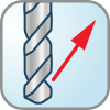 UpCut: rechtsdraaiend, rechts gespiraliseerd